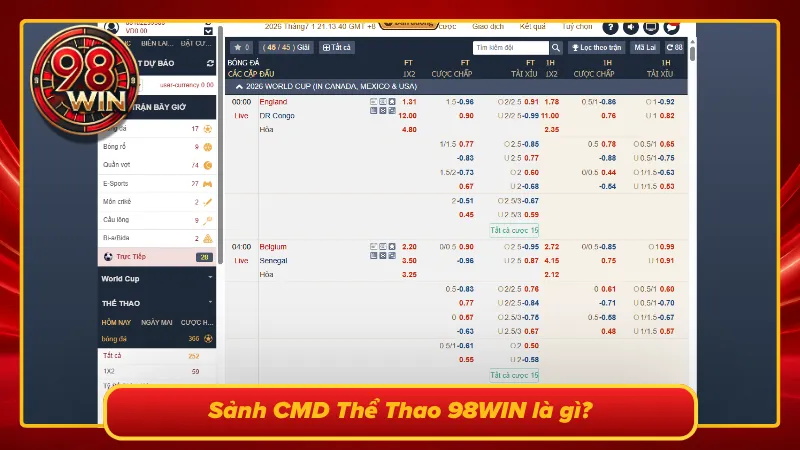 Định nghĩa sảnh chơi CMD thể thao 98WIN 