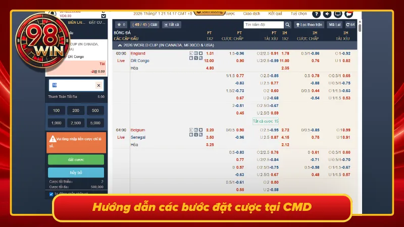 Trình tự những hành động xuống tiền sảnh CMD 