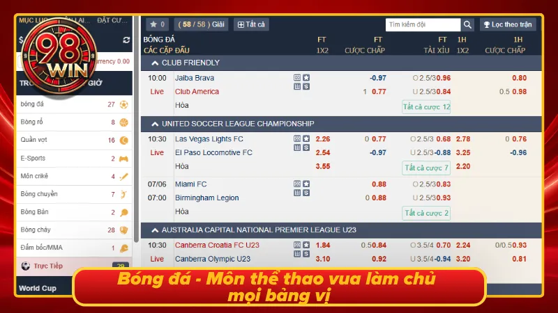 Thể thao vua - Cái tên thao túng mọi thị trường cá cược