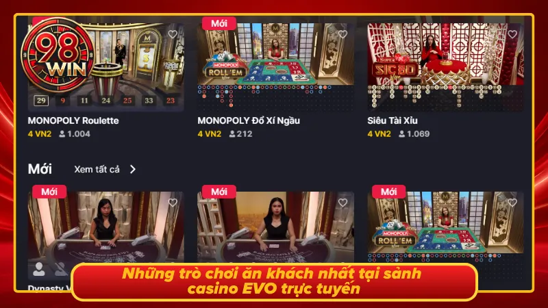 Giao diện trò chơi tiêu biểu nhất trong sòng bài