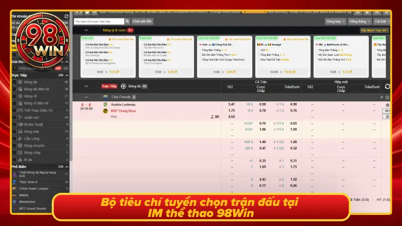 Tiêu chí đánh giá và lựa chọn trận đấu của IM Thể Thao 98Win 