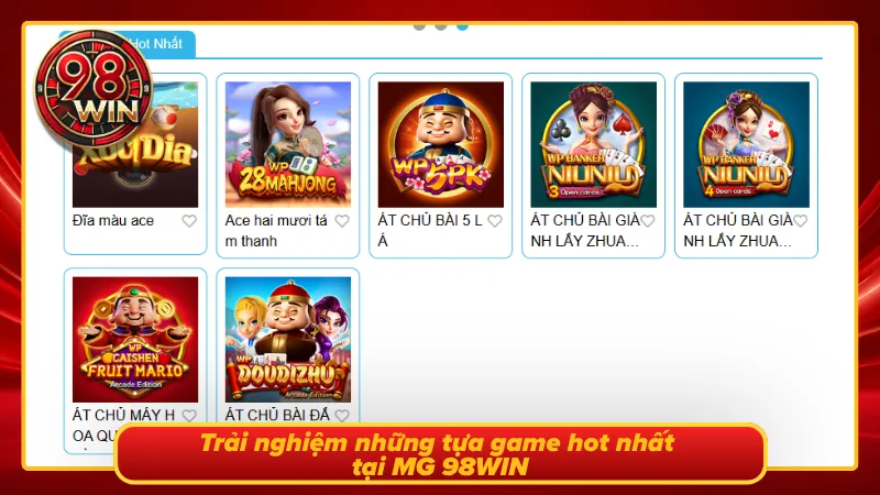 Những bộ môn nên trải nghiệm tại MG game bài 3D 98WIN