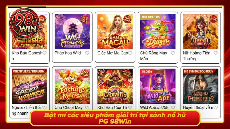 Các tựa game slot ăn khách tại sảnh PG
