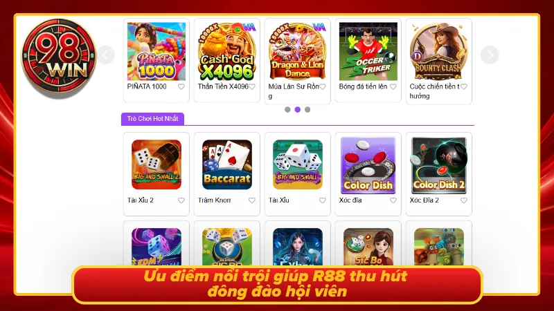 Khám phá các lợi thế của R88 game bài 3D 98WIN