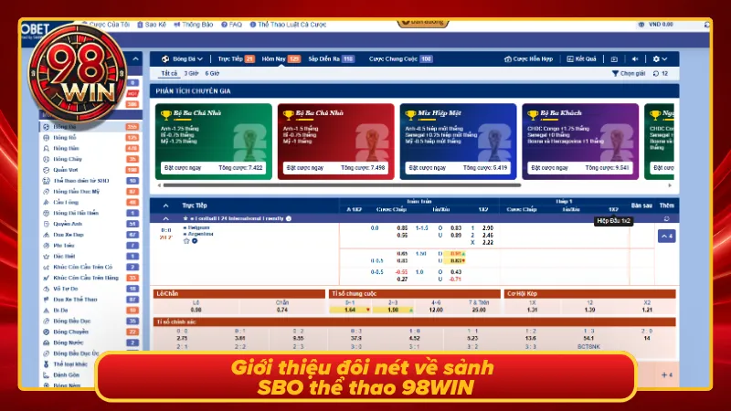 Tổng quan về sảnh cược SBO thể thao 98WIN