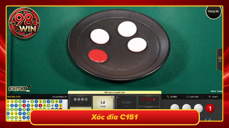 Giao diện game xóc đĩa C151 trên màn hình