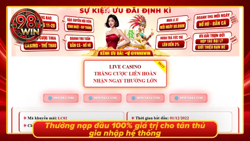 Tân binh đăng ký tài khoản sẽ được nhân đôi số tiền nạp đầu
